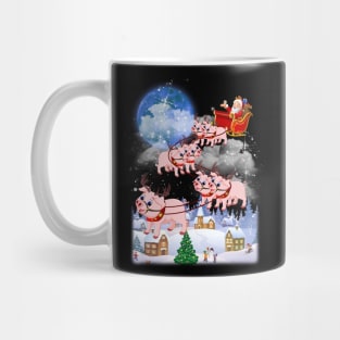 Santa Clause Drives Pig Reindeer Sleigh Mug